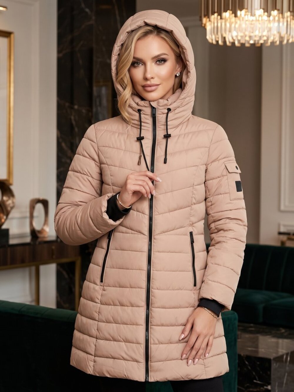 Steve Madden Womens Winter Coat - Quilted Long Hooded Parka Puffer Jacket - L